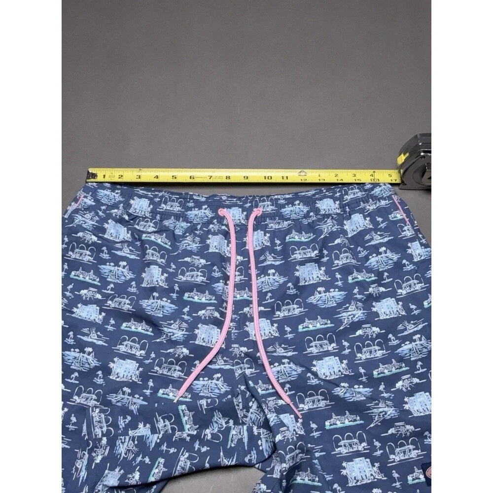 Vineyard Vines Printed Chappy Swim Trunks Shorts Blue Lined Men’s Size L